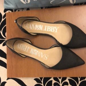 Sam & Libby Black Pointy Toe D'Orsay Ballet Flats